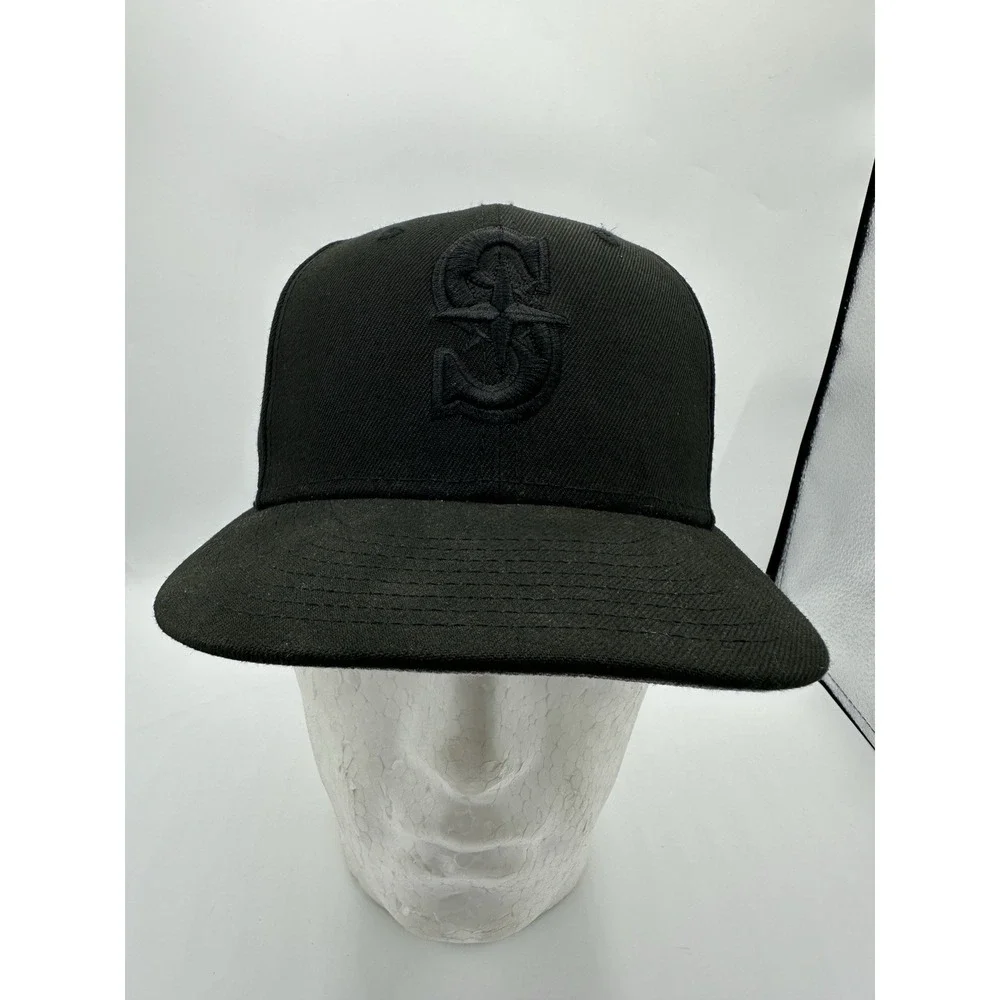 Seattle Mariners New Era 9FIFTY Snapback Hat Black On Black MLB Cap